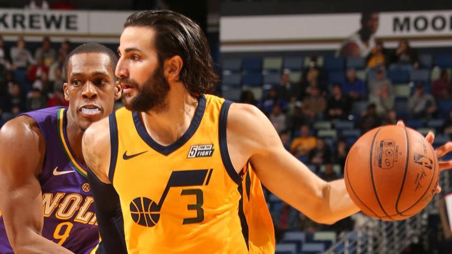 Ricky Rubio, durante el partido Jazz-Pelicans.