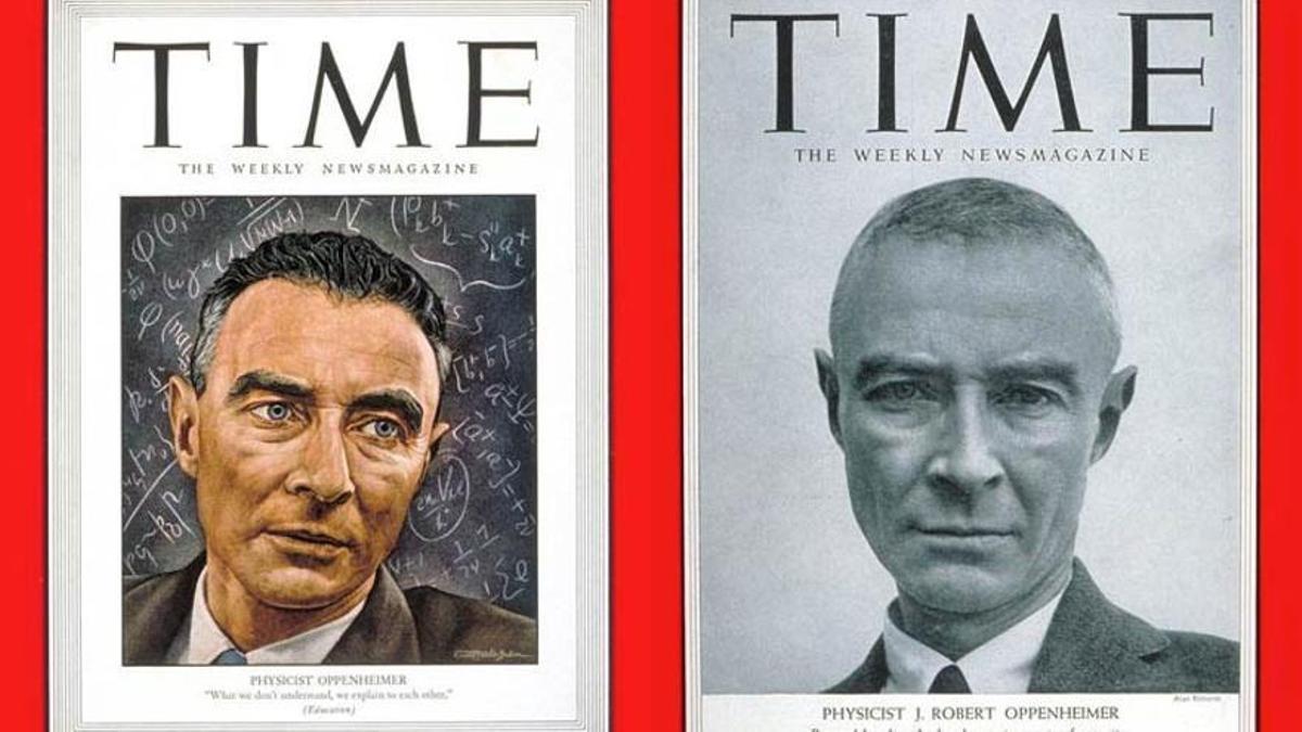 Las dos portadas que 'Time' dedicó a Oppenheimer, en 1948 y 1958.