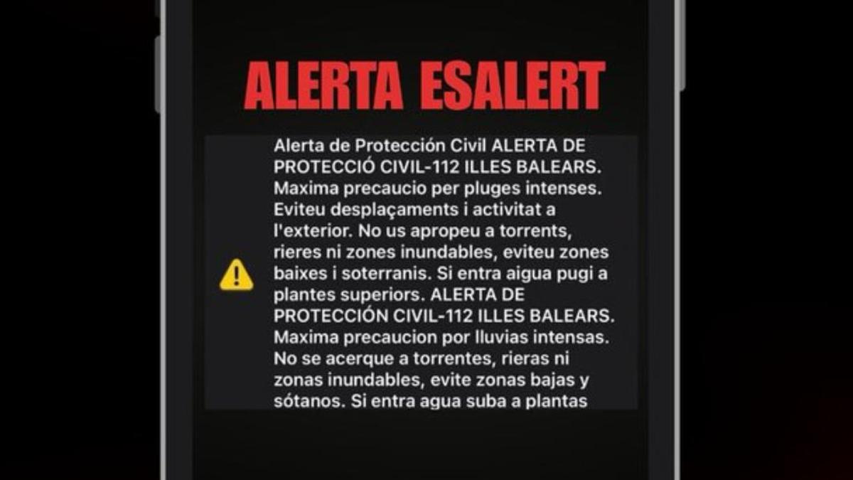 Mensaje de alerta de Emergencias.