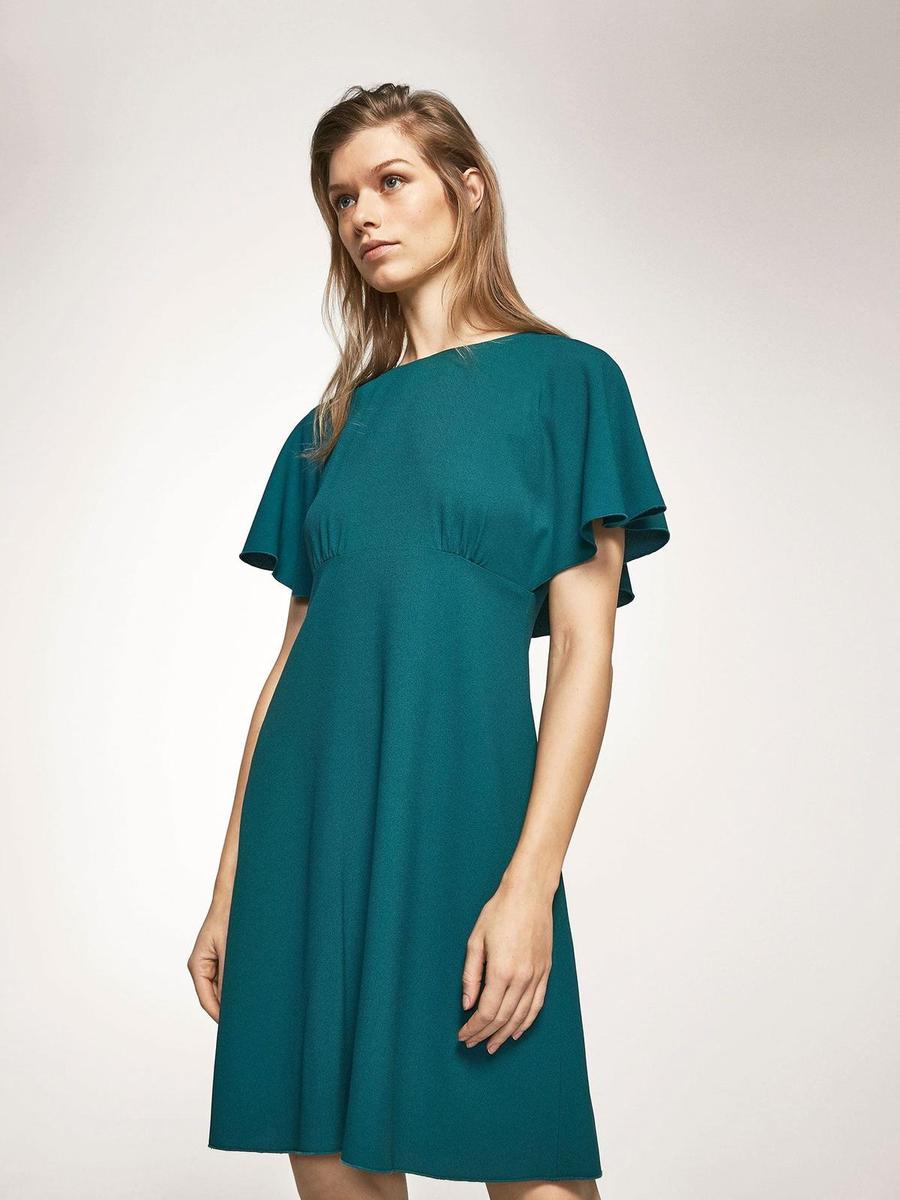 Vestidos de manga corta para invitadas: color turquesa de Massimo Dutti