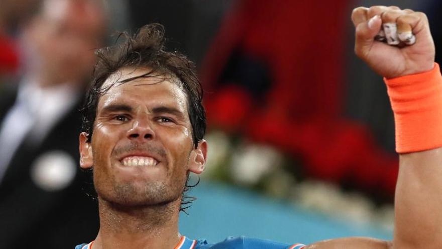 Rafa Nadal celebra su victoria sobre Stanislas Wawrinka.
