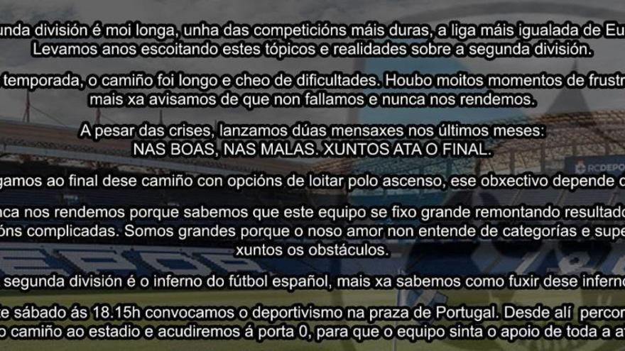 La Federación de Peñas convoca al deportivismo antes del partido