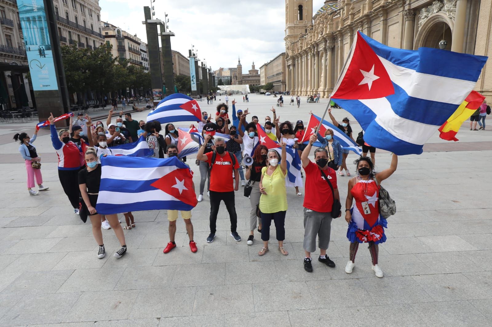 La comunidad cubana de Zaragoza se manifiesta a raíz las protestas en el país