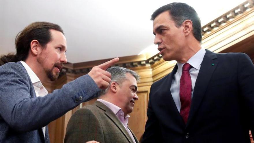 Iglesias y Sánchez, este lunes al cerrar su acuerdo.