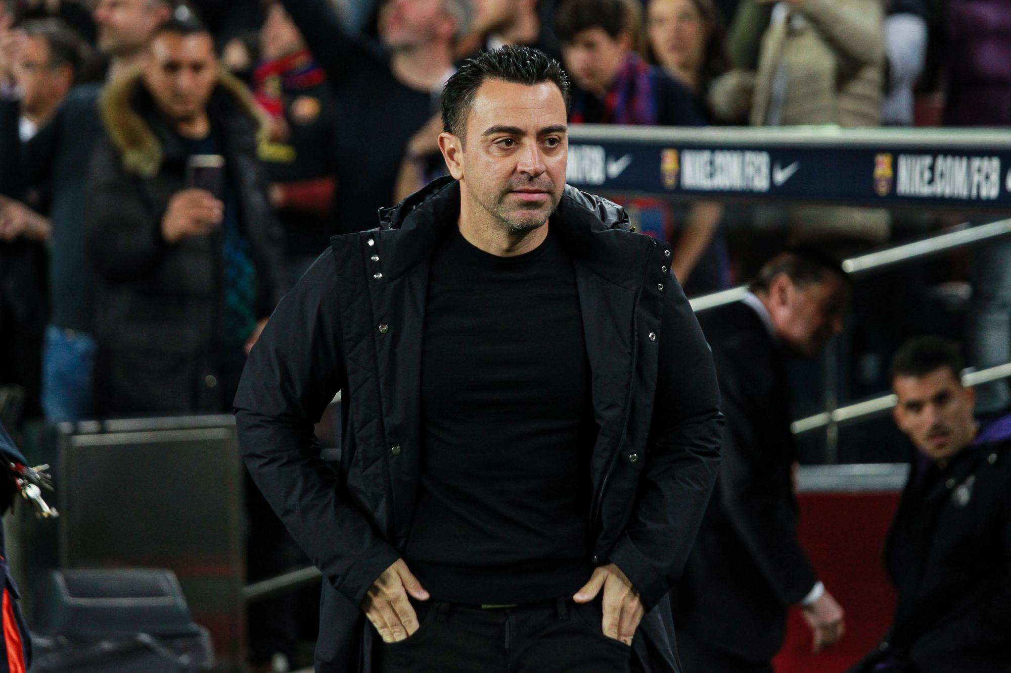 Xavi Hernandez, head coach of FC Barcelona, looks on during the spanish league, La Liga Santander, football match played between FC Barcelona and Real Madrid at Camp Nou stadium on March 19, 2023, in Barcelona, Spain.