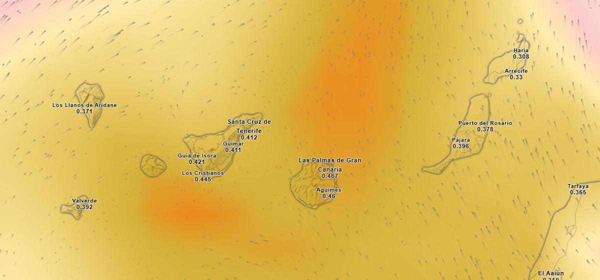 Mapa de calima este domingo