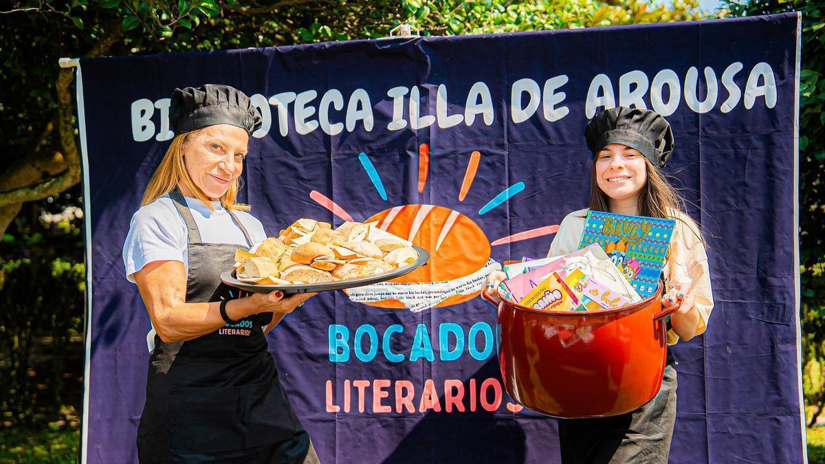 Las responsables de la biblioteca de A Illa presentaron la actividad.