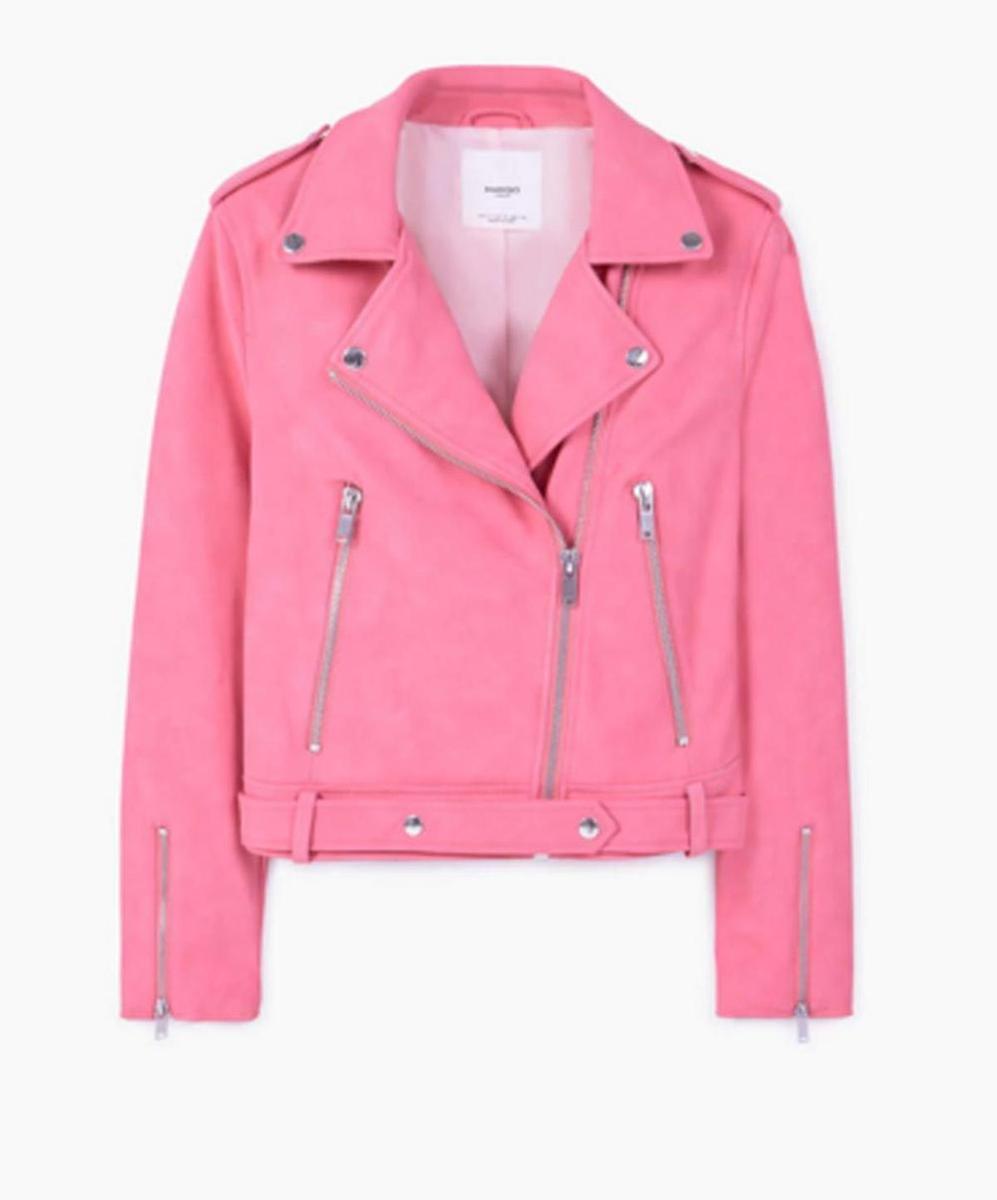 Chaqueta biker rosa de Mango