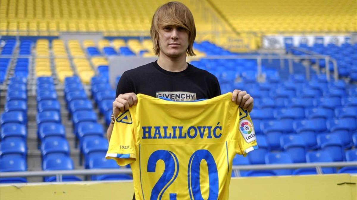 Alen Halilovic durante su presentación como jugador de la UD Las Palmas