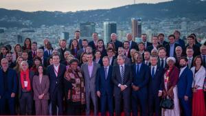 Barcelona 17/04/2026 Política Cena de líderes participantes en la Global Progressive Mobilisation de Barcelona,han asistido entre otros, el presidente del Gobierno español Pedro Sánchez,el presidente del partido de los socialistas,Stefan Löfven,José Rodríguez Zapatero,Salvador Illa,Jaume Collboni. AUTOR: JORDI OTIX