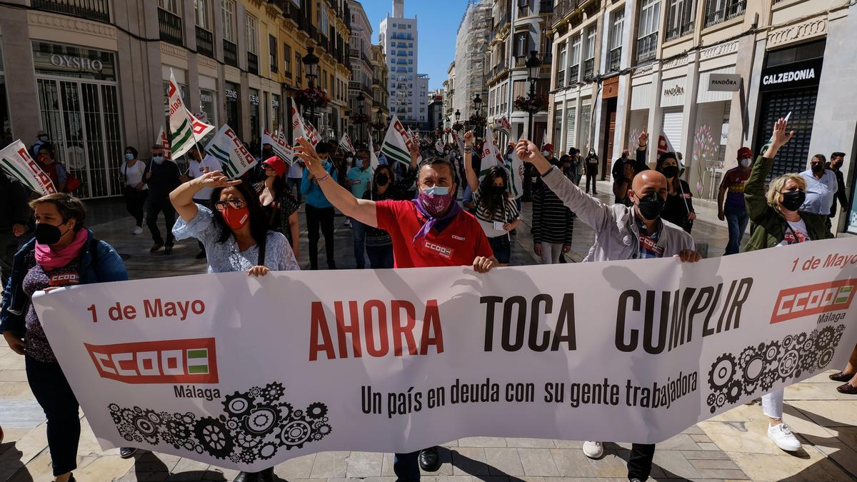 Manifestación del Primero de Mayo en Málaga capital