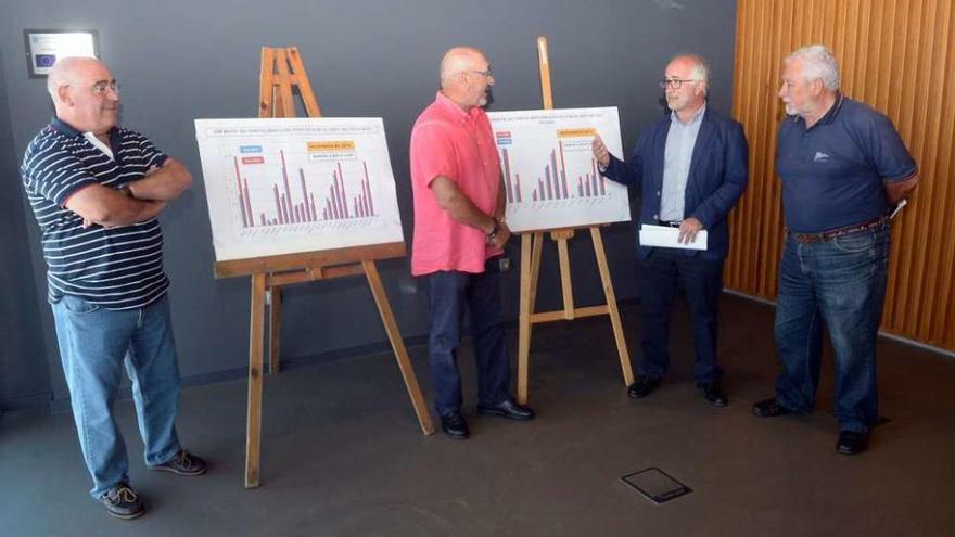 José Juan Durán durante su visita ayer al puerto de Vilanova de Arousa. // Noé Parga