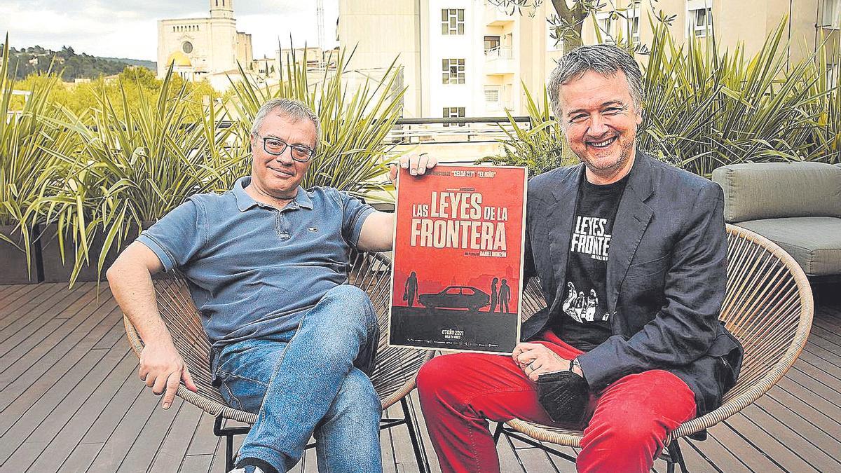 Daniel Monzón, amb el productor Edmon Roch, ahir a l’hotel Ultònia de Girona.