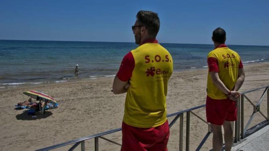 Socorristas en las playas de Elche el verano pasado.