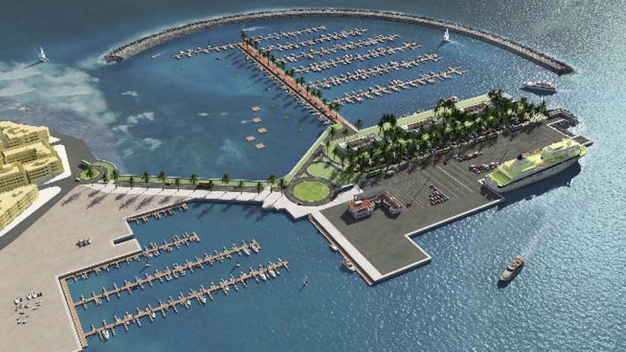 Maqueta virtual del proyecto de ampliación del muelle de Corralejo.