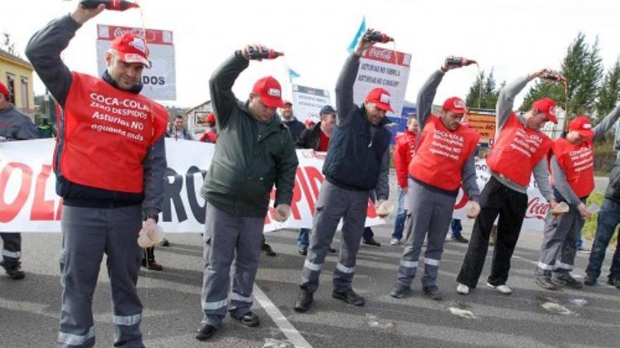 Manifestación de trabajadores de Coca Cola en Asturias