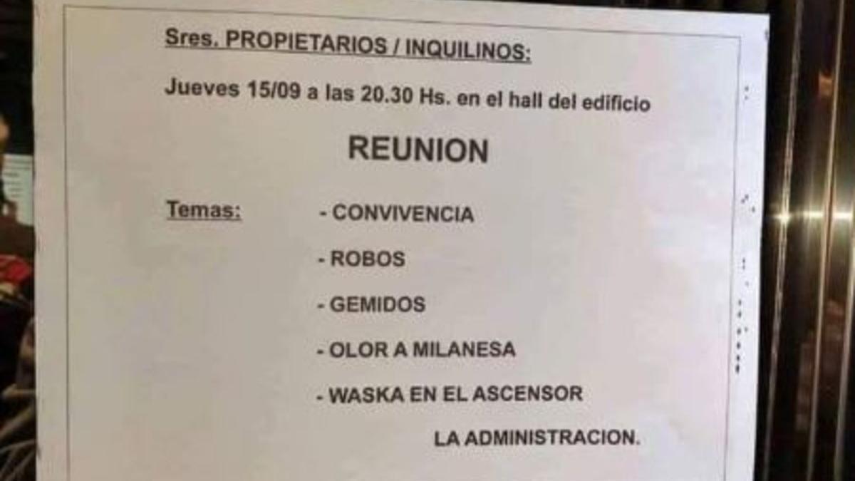 Cartel de una reunión de propietarios viral