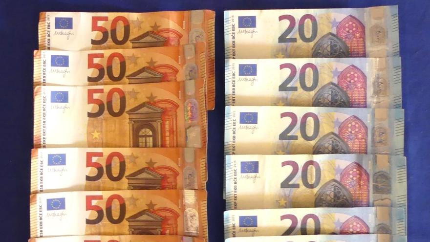 Billetes de euro localizados por la Policía.