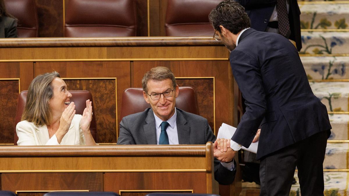  Gamarra, Feijóo y Sémper, durante una sesión plenaria.