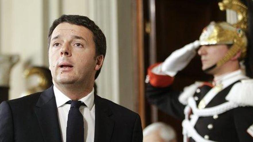 Renzi, a su llegada al Quirinale.