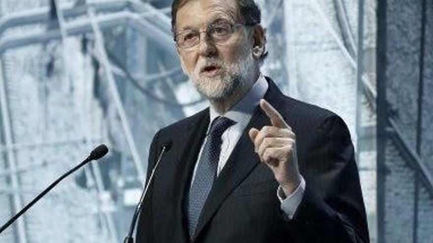Mariano Rajoy durant la seva intervenció ahir a Barcelona