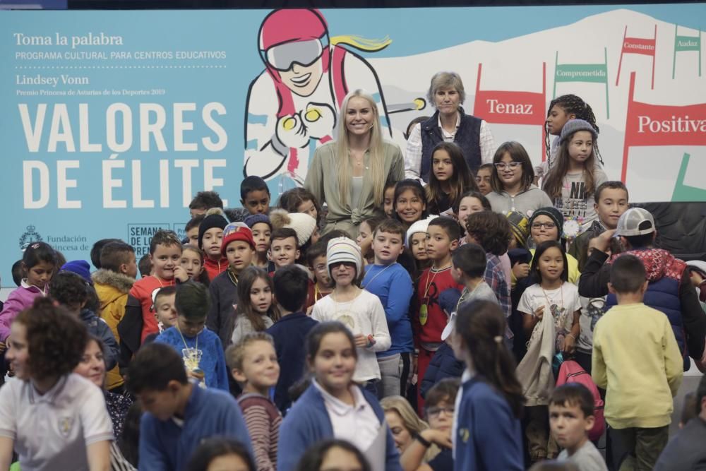 Premios Princesa de Asturias: Encuentro de Lindsey Vonn con estudiantes en Avilés