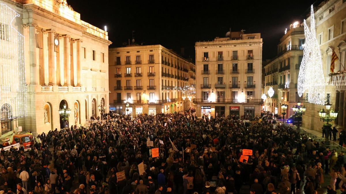 Manifestación contra el pasaporte covid en Barcelona.