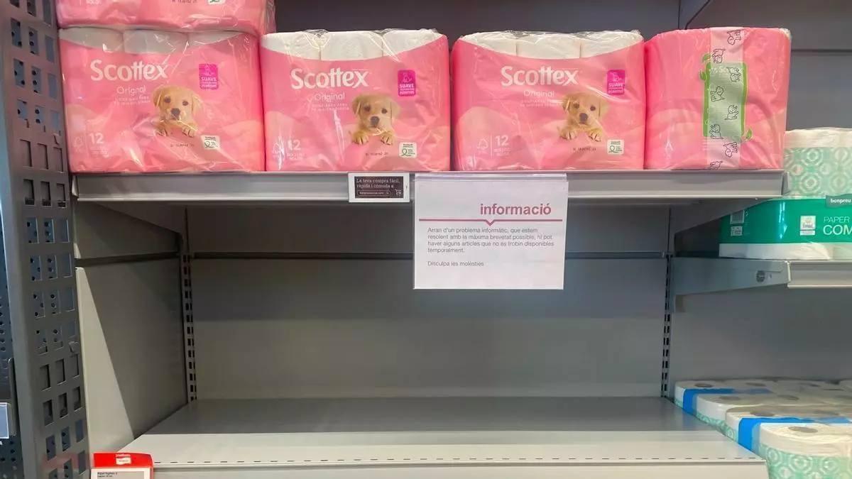 Cartell informatiu de l'incident al sistema de Bon Preu