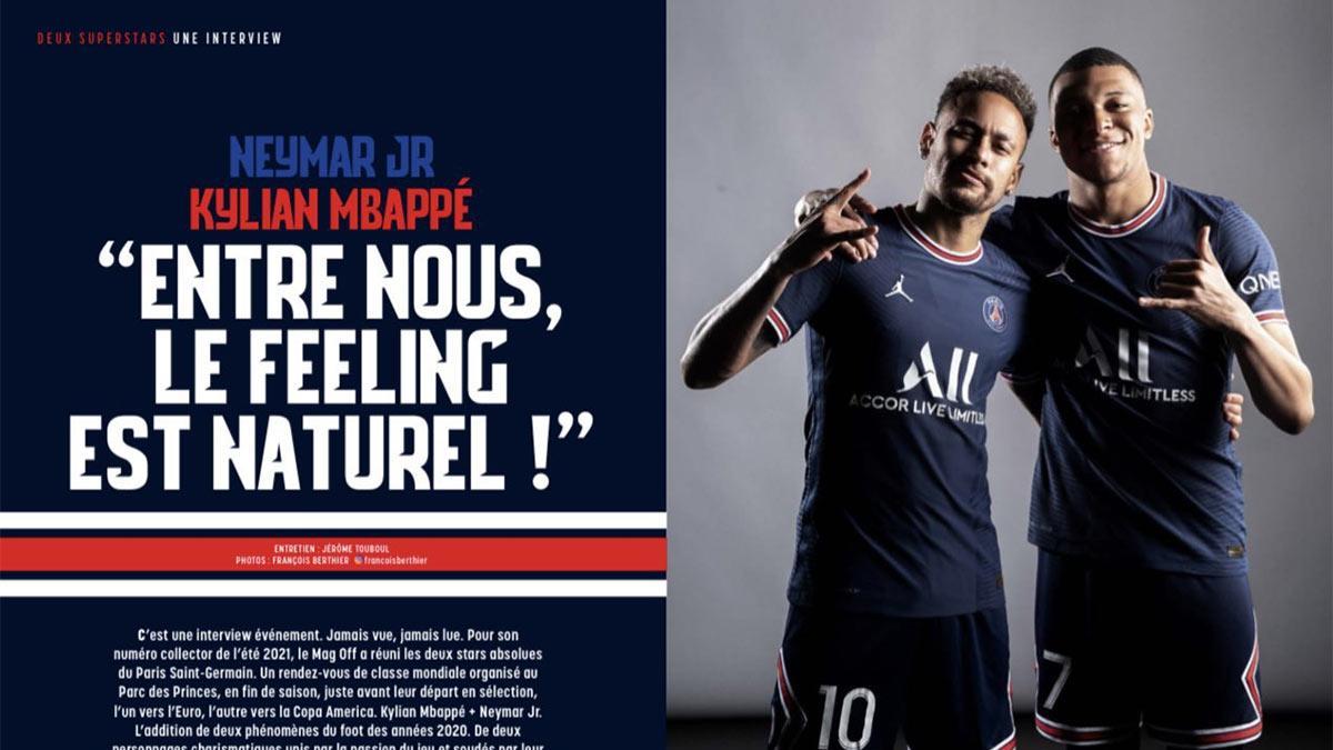 Mbappé, junto a Neymar en la revista del PSG