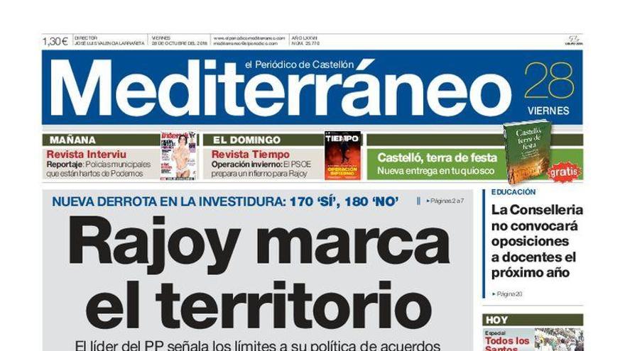 Rajoy marca su territorio, en la portada de Mediterráneo