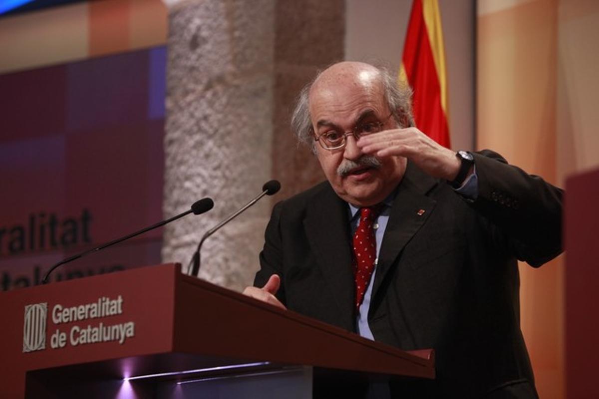 Andreu Mas-Colell, en la rueda de prensa.