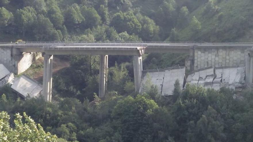 Imagen del viaducto tras el segundo derrumbe.
