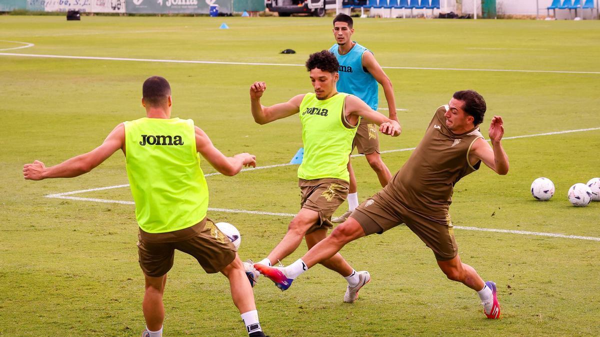 Lance en uno de los entrenamientos del Córdoba CF en la Ciudad Deportiva.