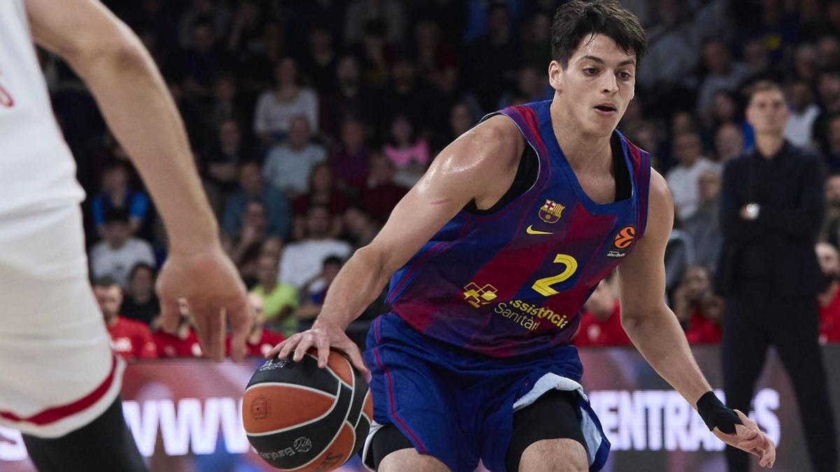 Juani Marcos, base del Barça, ahir en una acció del partit al Palau. | DANI BARBEITO