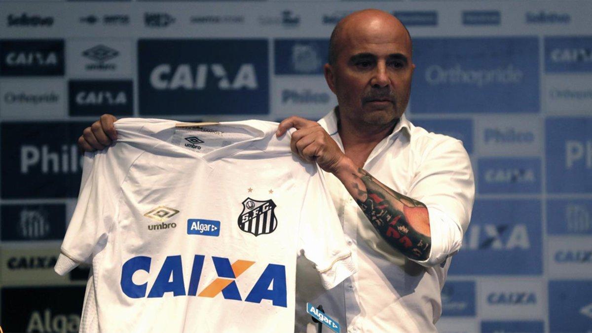 Sampaoli, durante su presentación como técnico del Santos