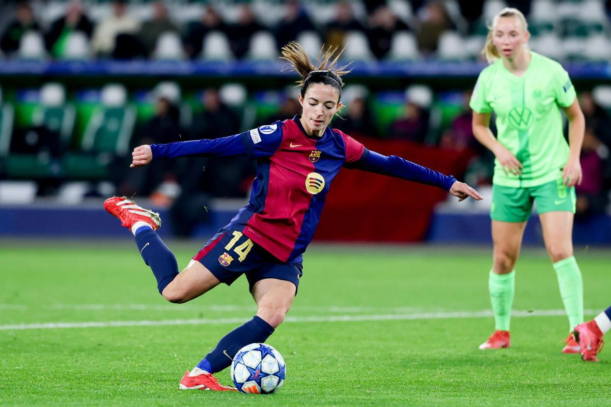 Aitana durante el partido de ida de los cuartos de final de la Champions contra el Wolfsburgo