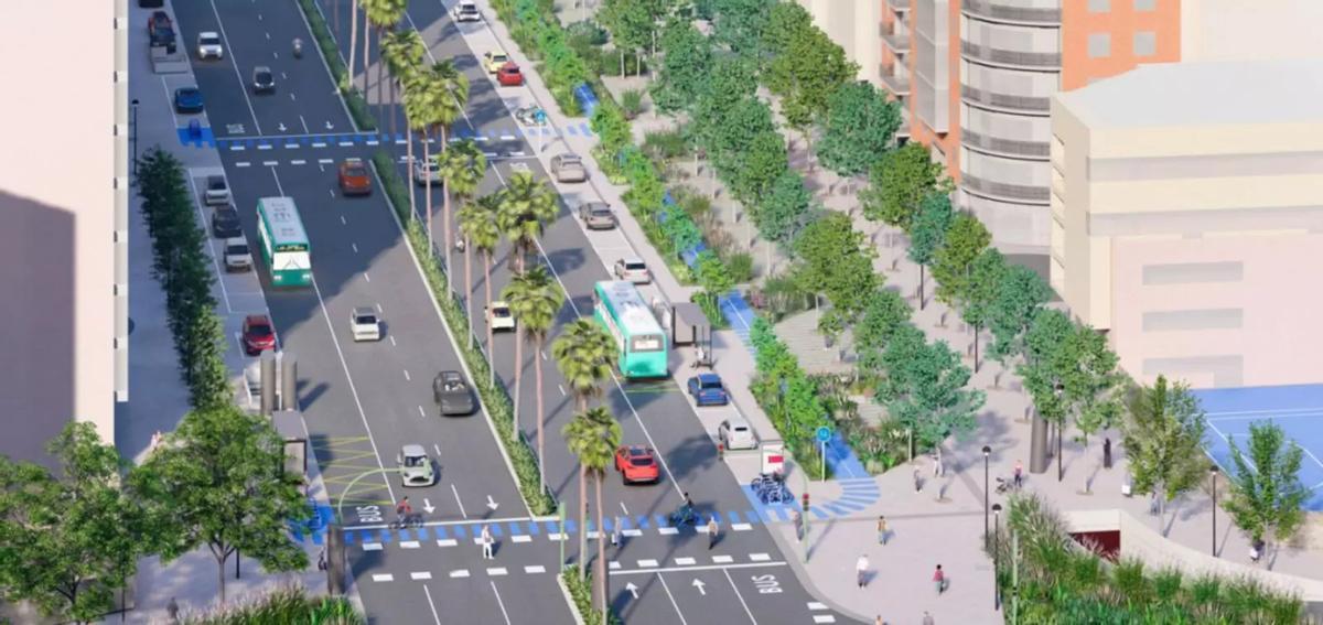 Recreación de cómo quedaría la Alameda de San Antón, en Cartagena, con una de las alternativas que se barajan.