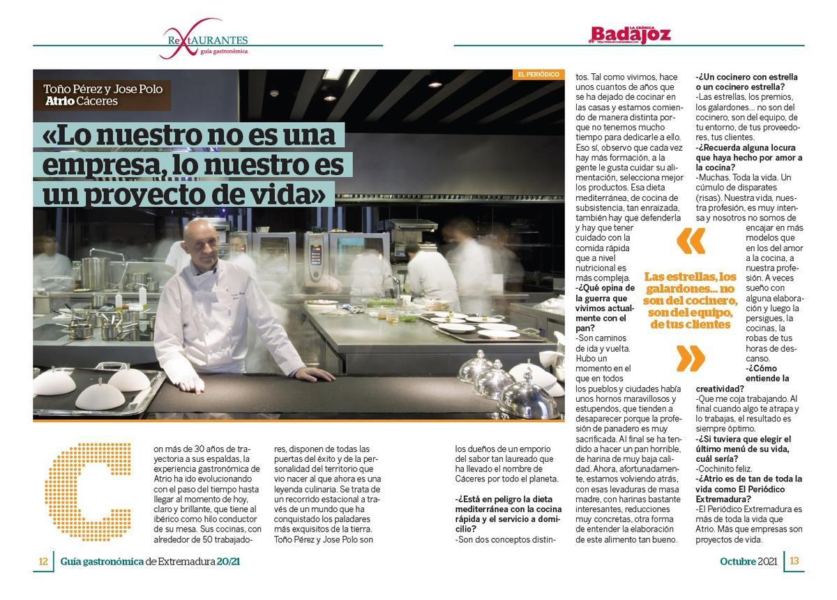 Toño Pérez de Restaurante Atrio, en una de las entrevistas de ReXtaurantes.