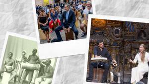 De izquierda a derecha: imagen de archivo de un grupo de música afro peruana, el rey Felipe VI y la reina Leticia durante la cajoneada que tuvo lugar en Cádiz el pasado 27 de marzo y el percusionista Agustín Diassera, junto a la cantaora Rocío Márquez durante una actuación en la Bienal de Flamenco de Sevilla de 2016.