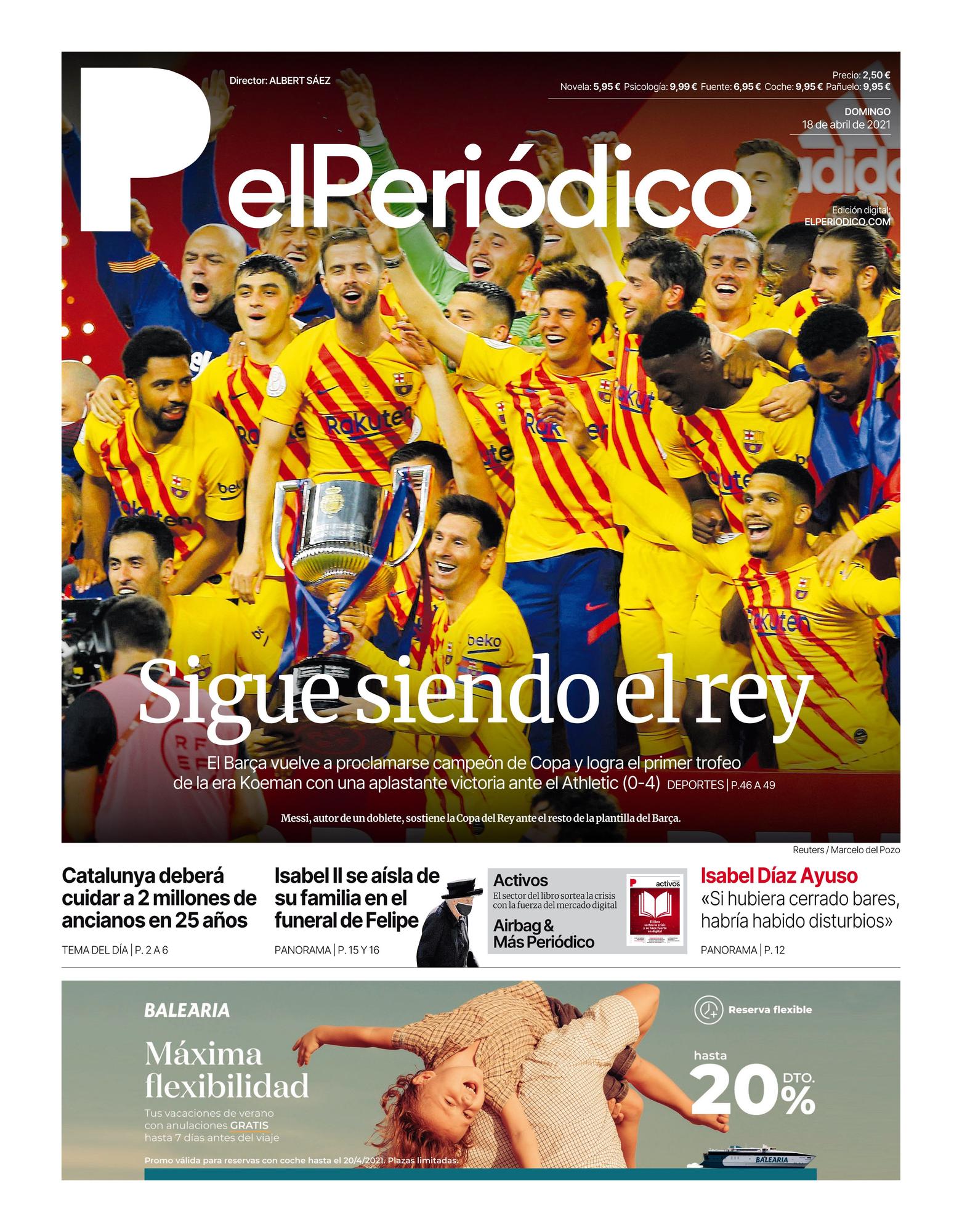 La portada de EL PERIÓDICO del 18 de abril de 2021