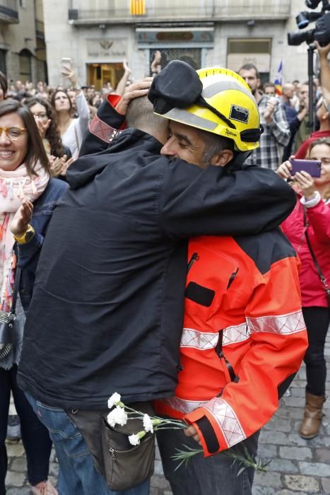 Concentració de rebuig de les actuacions policials de l'1-O a la plaça del Vi