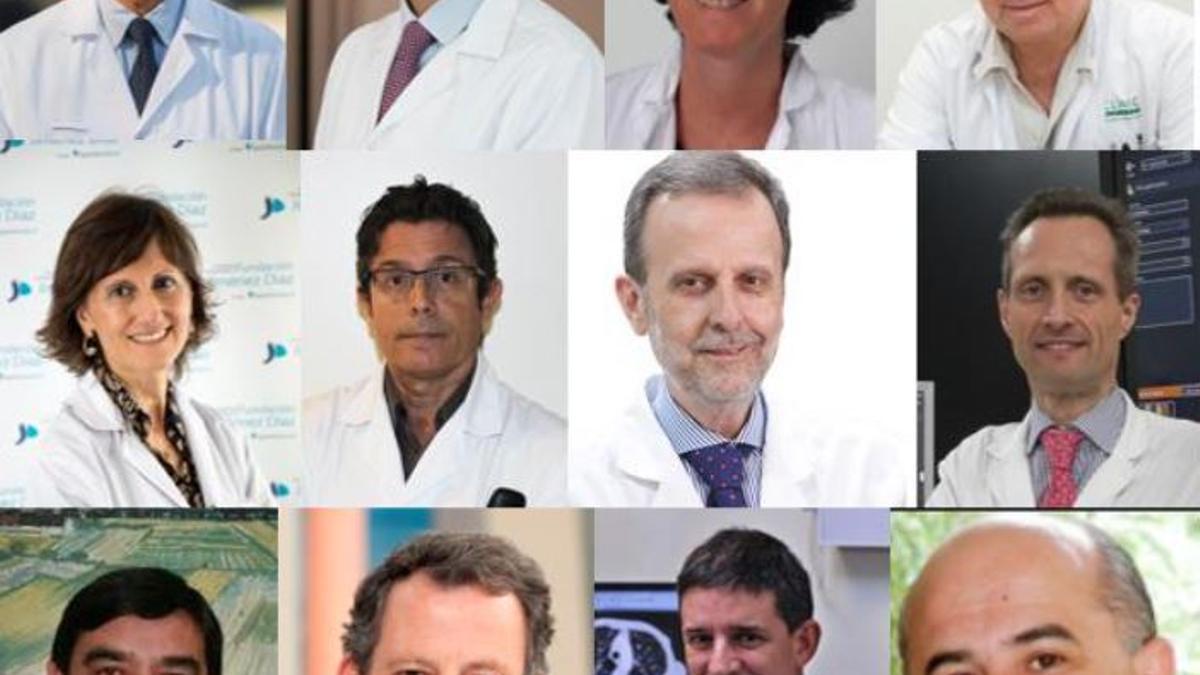 Doce de los mejores médicos según 'Best Doctors Spain', de izquierda a derecha: Dr. Charte; Dr. Arroyo, Dra. Martín, Dr. Vieta, Dra. Llamas, Dr. Álvarez-Linera, Dr. Gamboa, Dr. García-Foncillas, Dr. Argente, Dr. Cabrera, Dr. Echave-Sustaeta y Dr. De la Calle.