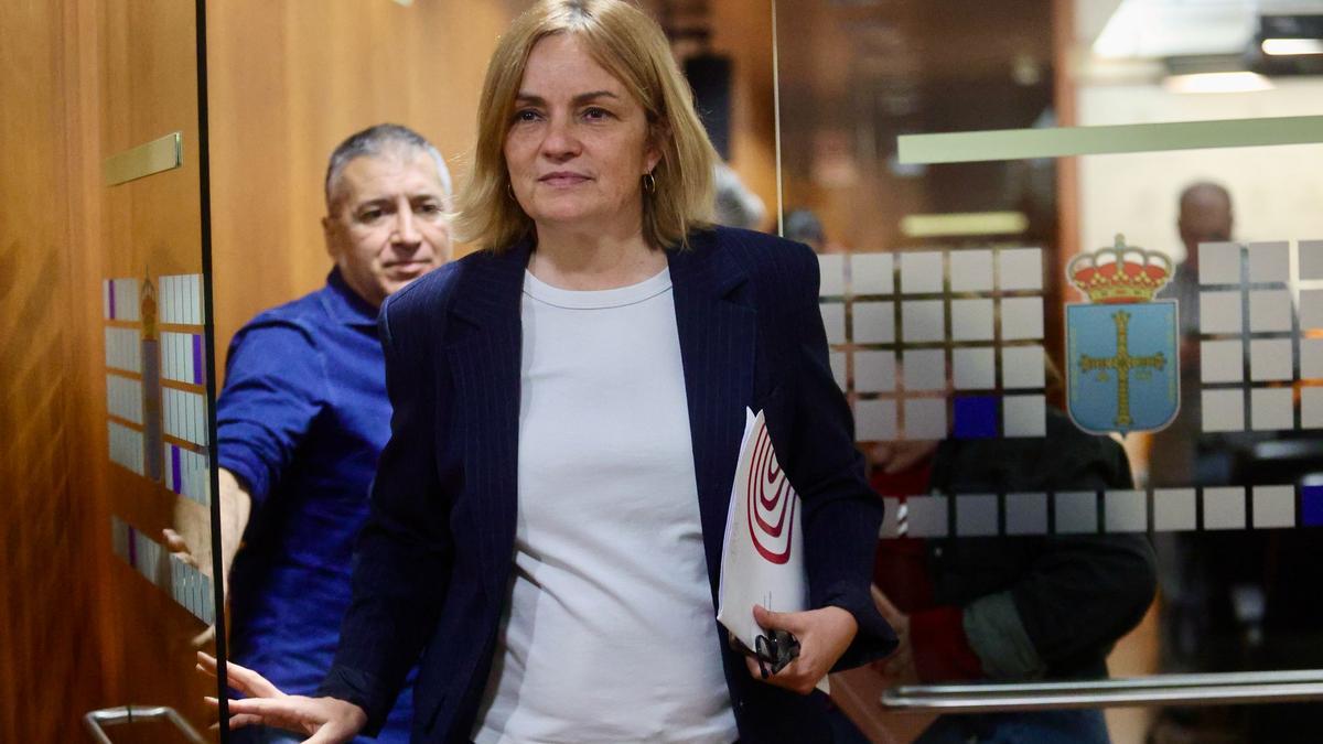 Covadonga Tomé antes de la rueda de prensa