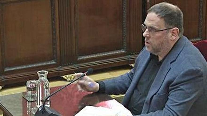 El líder d&#039;ERC, Oriol Junqueras, durant el seu últim torn de paraula al Tribunal Suprem