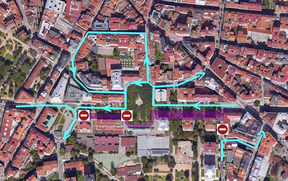 Plano de movilidad del asfaltado en la plaza de Galicia.