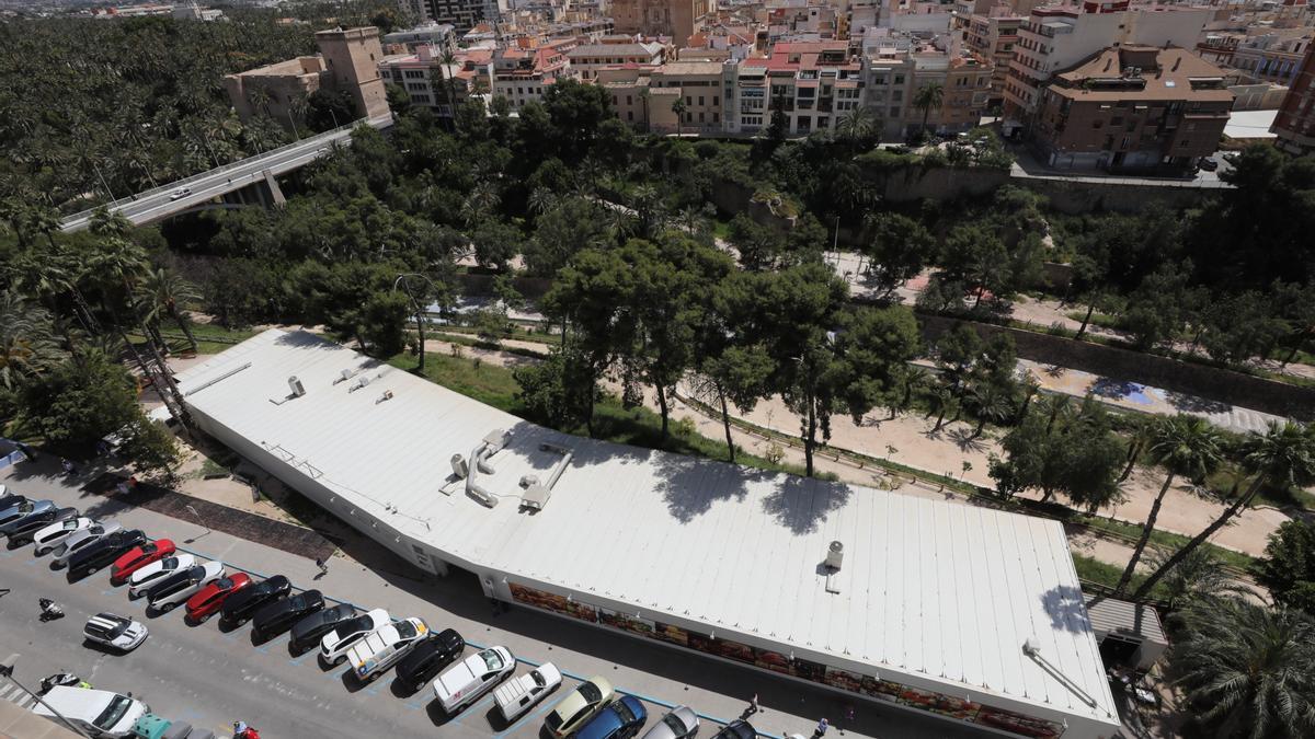 Vista aérea del mercado provisional de Elche