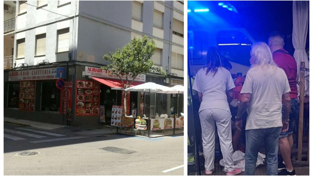 Imagen del kebab en el que se produjo el ataque (i); y a la derecha imagen del herido.