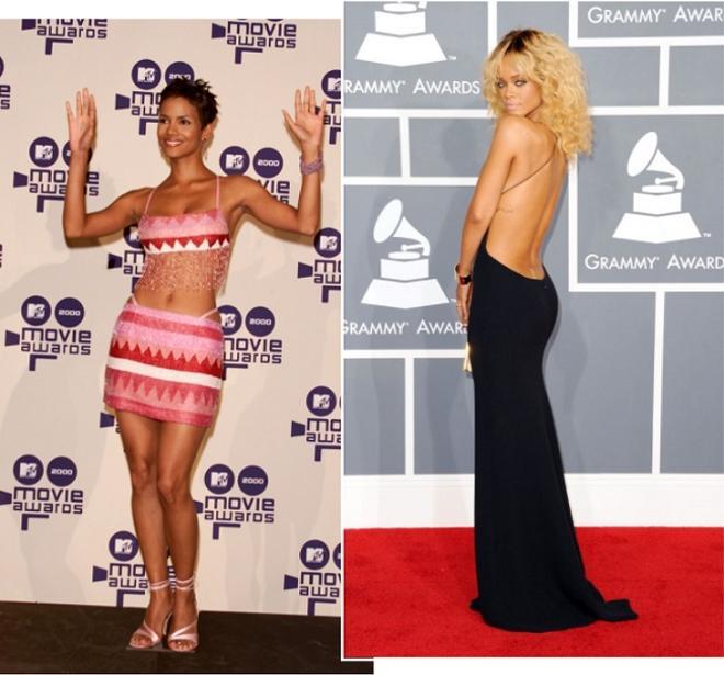 Halle Berry en los premios MTV 2000 y Rihanna en los Grammy 2012, con looks 'efecto tanga'