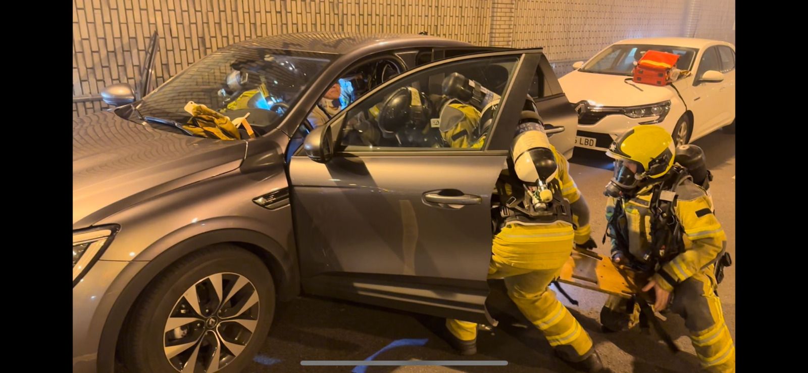 Simulacro en el túnel de Beiramar de Vigo