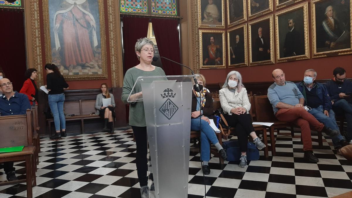 La presidenta de Associació Assaeblea 0-3, Maria José Jiménez, ha intervenido en el pleno.